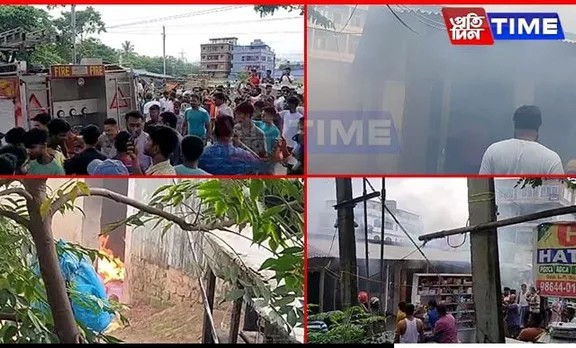 3 Cloth Stores Destroyed in Massive Fire in Guwahati's Hatigaon